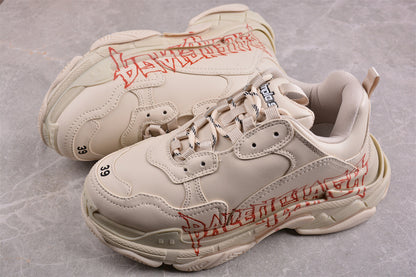 Balenciaga Triple S Beige 'DIY Metal Artwork Red/Black'