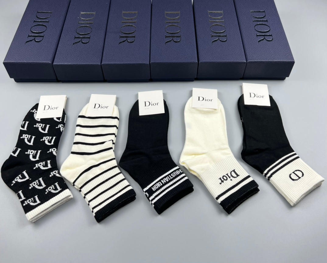 Christian Dior Mid Socks 5 Pack