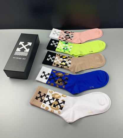 Off White Double Socks 5 Pack