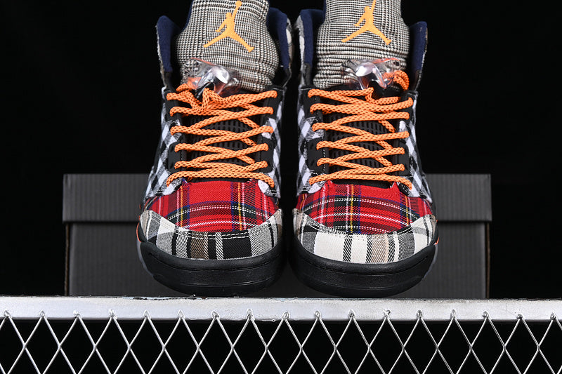 Air Jordan Retro 5 Plaid Black/Total Orange/Dark Obsidian