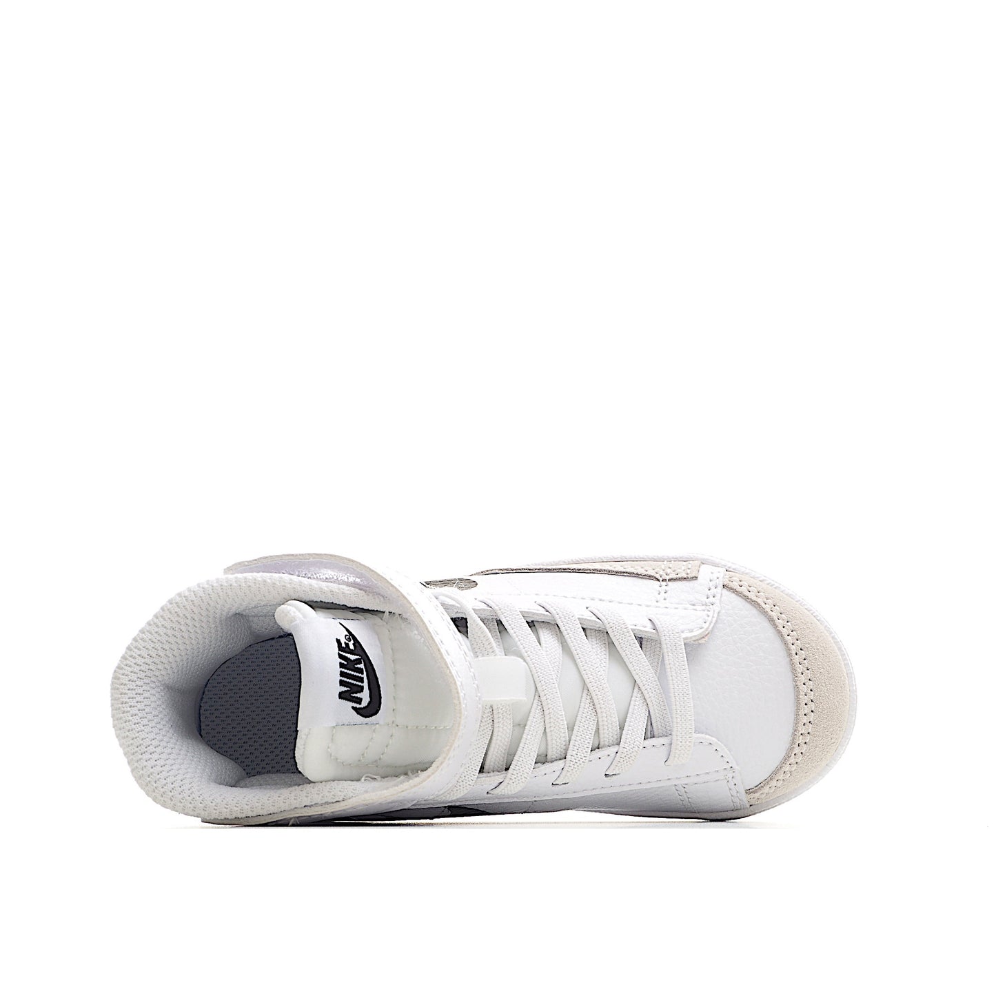 Kids Nike Blazer Mid White Black Double Nike Emblem