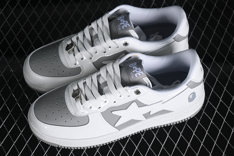 BAPE Bapesta #6 'Patent Leather White-Grey'