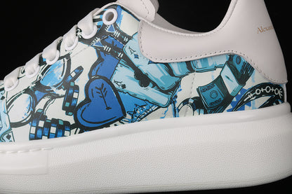 Alexander McQueen Sole White-Graffiti Blue