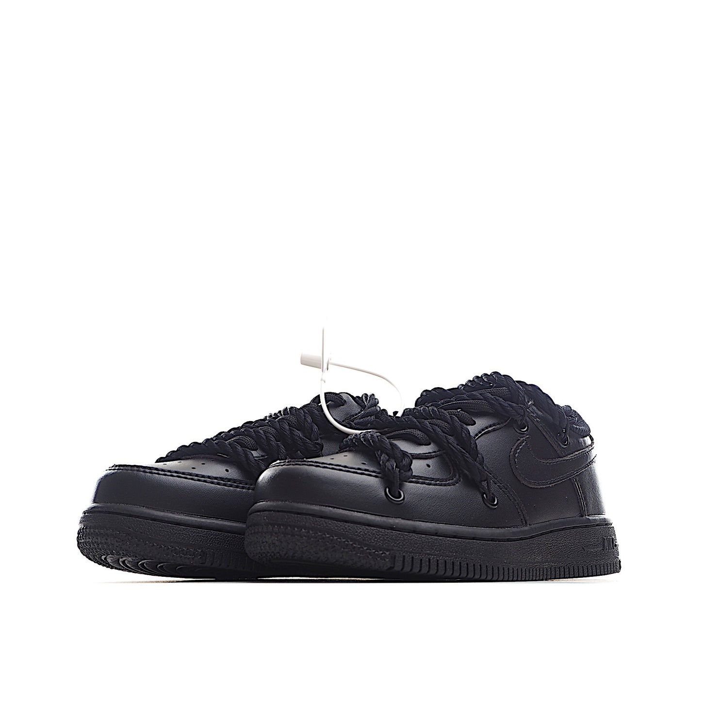 Kids Nike Air Force One Black Double Laces