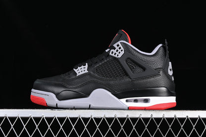 Air Jordan Retro 4  Bred Reimagined (Black Leather)