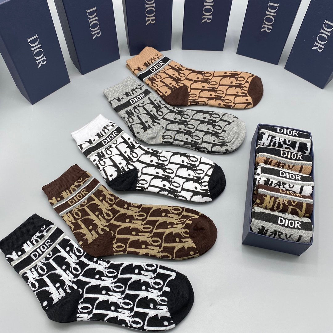 Christian Dior Mid Socks 5 Pack