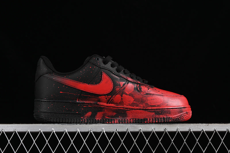 Air Force One Low Black Splash Red Paint