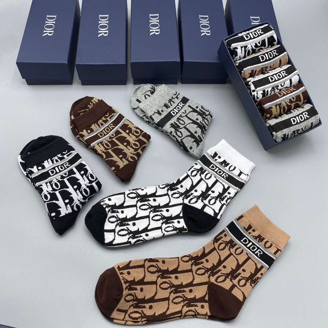 Christian Dior Mid Socks 5 Pack