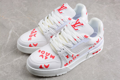 Louis Vuitton Trainer Made LV White Red