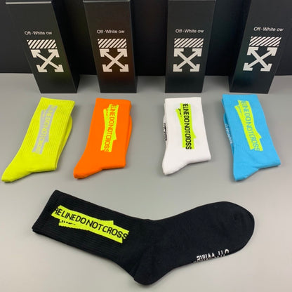 Off White High Socks 5 Pack Neon