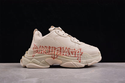 Balenciaga Triple S Beige 'DIY Metal Artwork Red/Black'