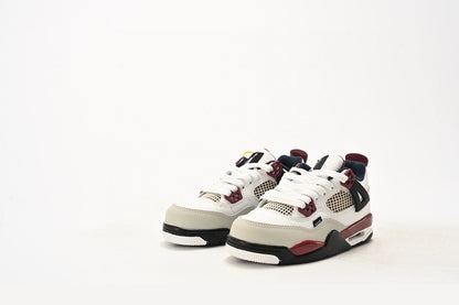 Kids Air Jordan Retro 4 'White and Burgundy'