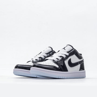 Kids Air Jordan 1 Low 'Gloss Black-White'