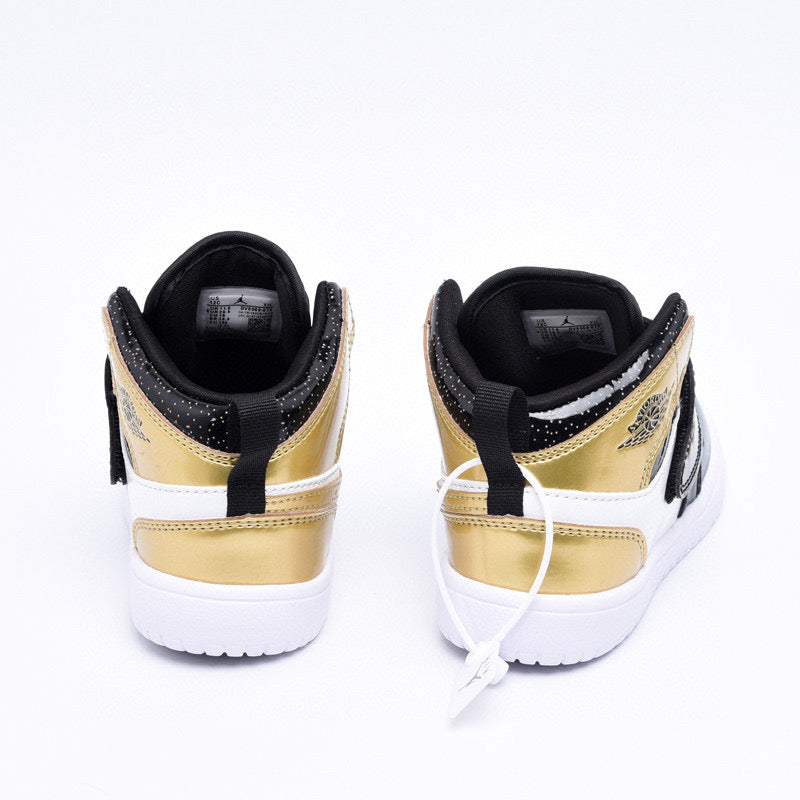 Kids Air Jordan 1 Sky 'Black Metallic Gold White'