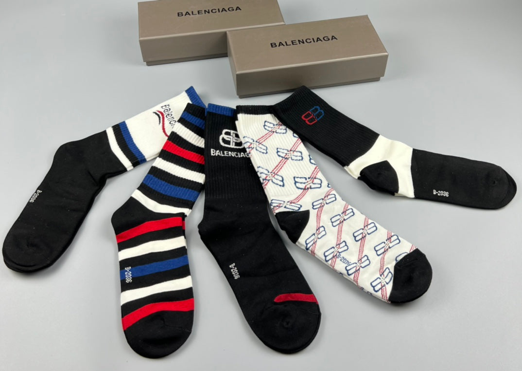 Balenciaga High Socks 5 Pack