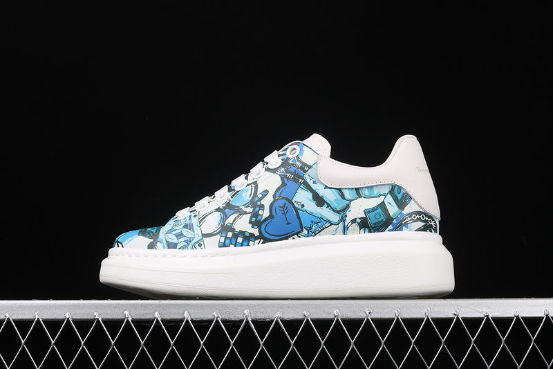 Alexander McQueen Sole White-Graffiti Blue