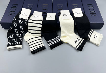 Christian Dior Mid Socks 5 Pack