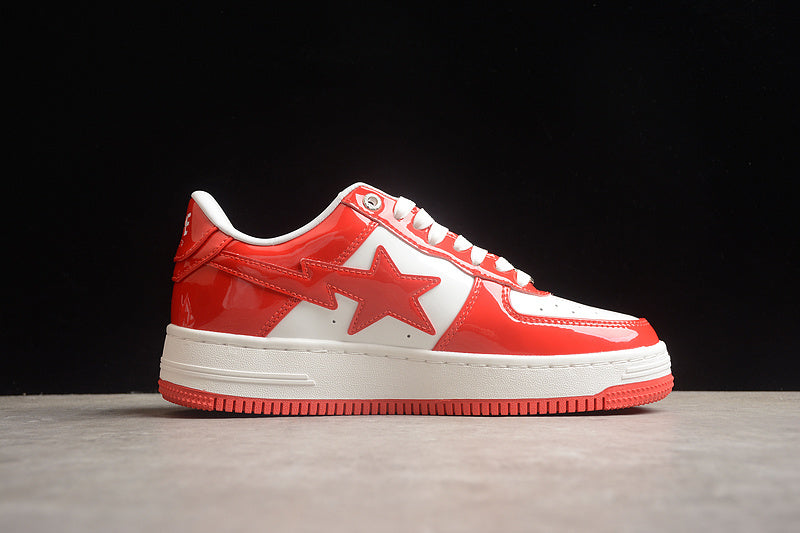 BAPE Bapesta 'Patent Leather White Red'