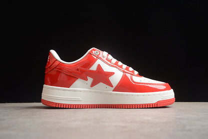 BAPE Bapesta 'Patent Leather White Red'