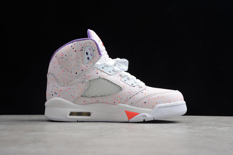 Air Jordan Retro 5 GS Easter White/Laser Crimson/Voltage Purple