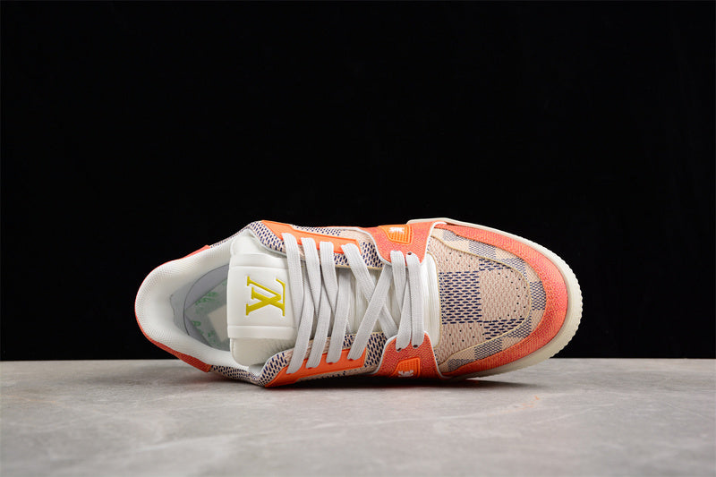 Louis Vuitton #54 Orange & Brown Grey Damier Trainers