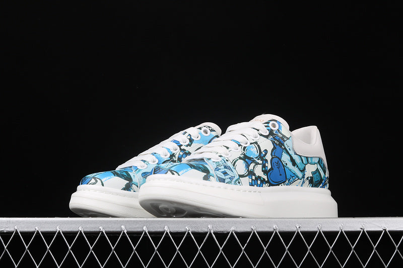 Alexander McQueen Sole White-Graffiti Blue