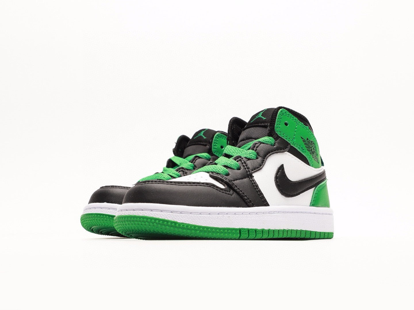 Kids Air Jordan 1 High  'Black White Green'