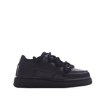 Kids Nike Air Force One Black Double Laces