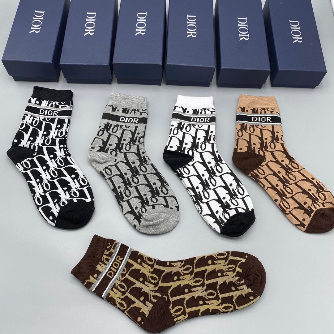 Christian Dior Mid Socks 5 Pack