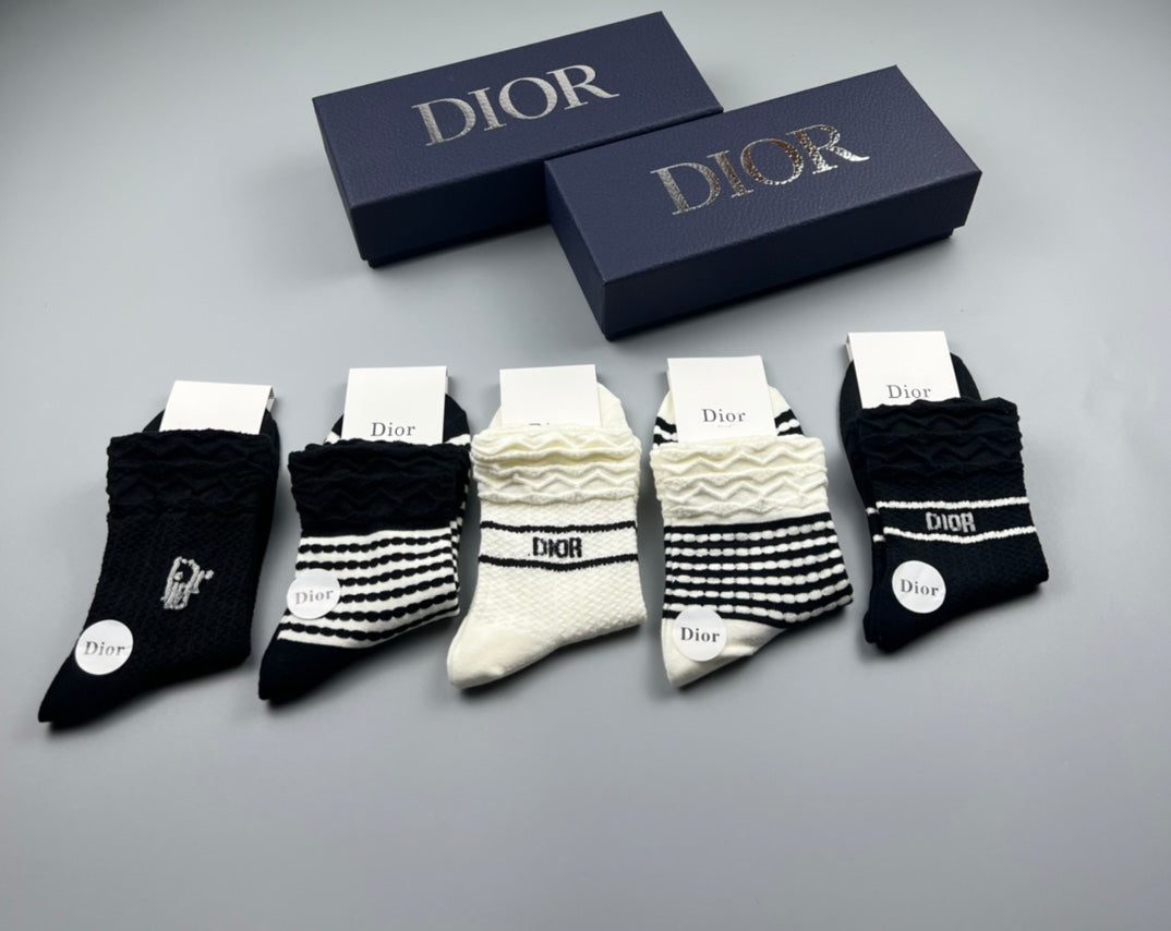 Christian Dior Mid Socks 5 Pack