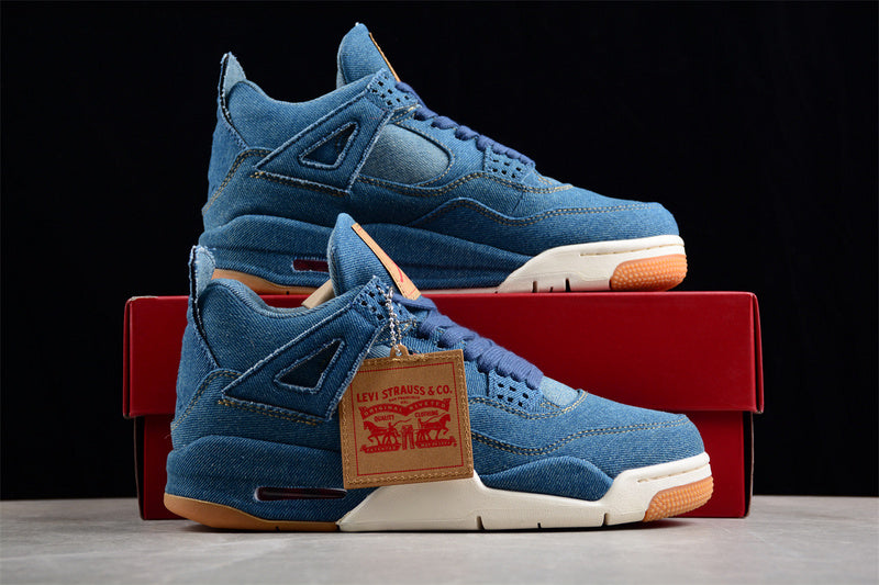 Air Jordan Retro 4 X Levi's Denim Blue Jeans/Sail-Game Red