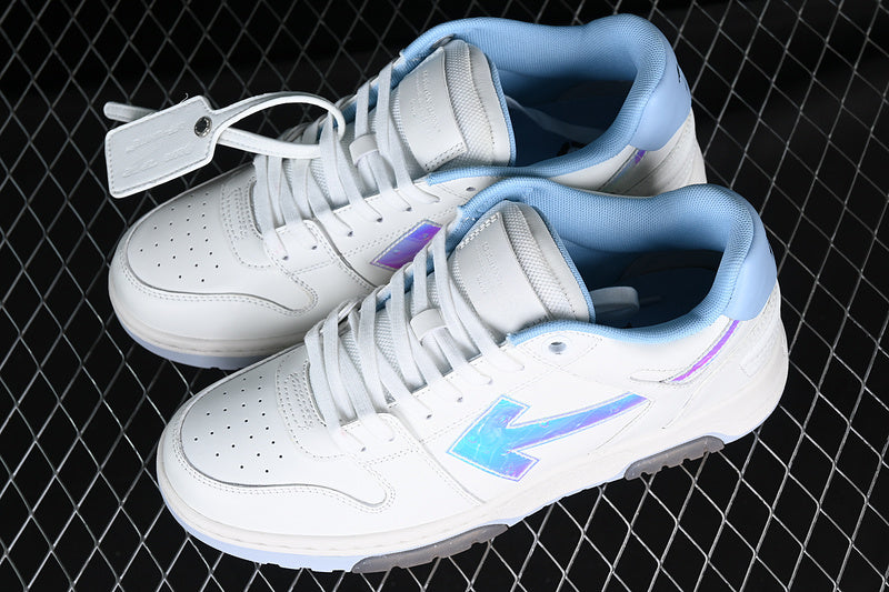 Off-White Out Of Office OOO Low Tops White Iridescent Blue