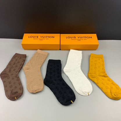 Louis Vuitton High Socks 5 Pack