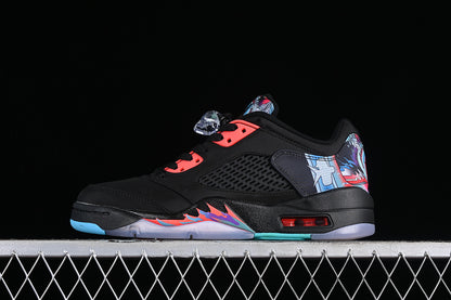 Air Jordan Retro 5 Low Black/Bright Crimson/Beta Blue