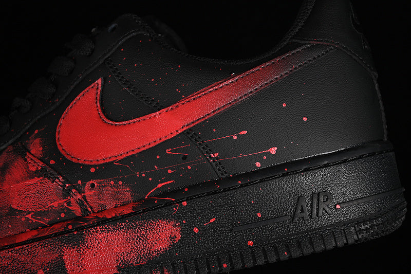 Air Force One Low Black Splash Red Paint