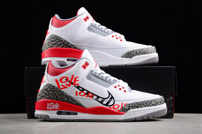 Air Jordan Retro 3 Fired Red White/Black-Grey