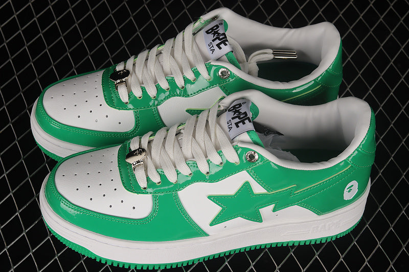 BAPE Bapesta #6 'Patent Leather White-Green'