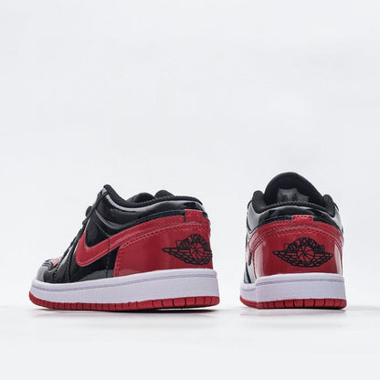 Kids Air Jordan 1 Low 'Gloss Black Red'