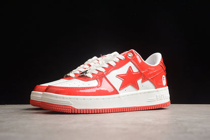 BAPE Bapesta 'Patent Leather White Red'