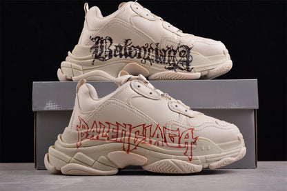 Balenciaga Triple S Beige 'DIY Metal Artwork Red/Black'