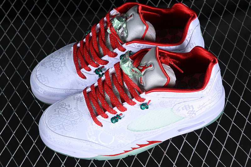 Air Jordan Retro 5 Low Clot White/Green/Red-Grey Special Edition