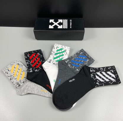 Off White Mid Socks 5 Pack