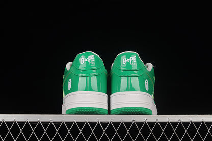 BAPE Bapesta #6 'Patent Leather White-Green'