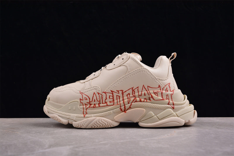 Balenciaga Triple S Beige 'DIY Metal Artwork Red/Black'