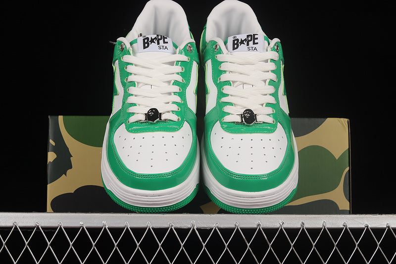 BAPE Bapesta #6 'Patent Leather White-Green'