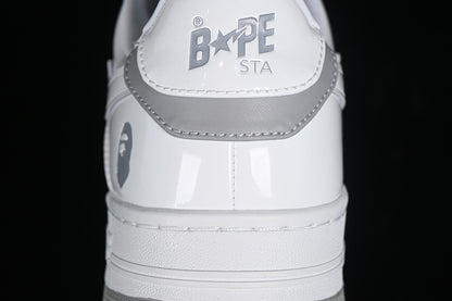 BAPE Bapesta #6 'Patent Leather White-Grey'