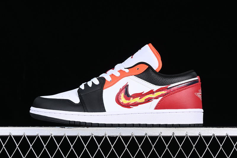 Air Jordan Retro 1 Low Flaming Swoosh/White/Black-Red-Orange