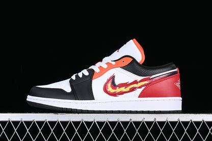 Air Jordan Retro 1 Low Flaming Swoosh/White/Black-Red-Orange