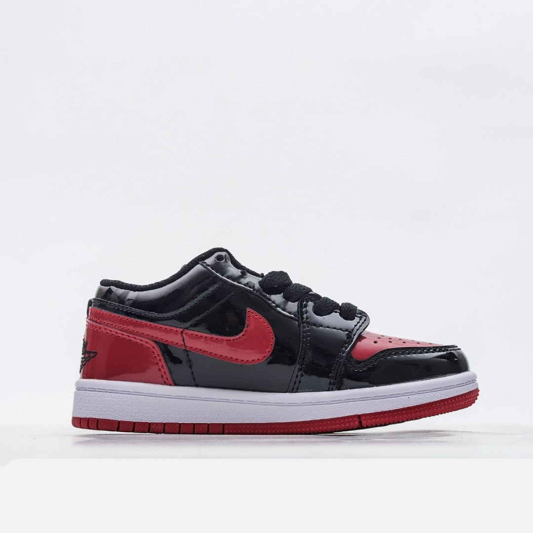 Kids Air Jordan 1 Low 'Gloss Black Red'