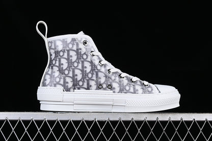 Dior Oblique Canvas B23 High-Top Sneaker  White and Black